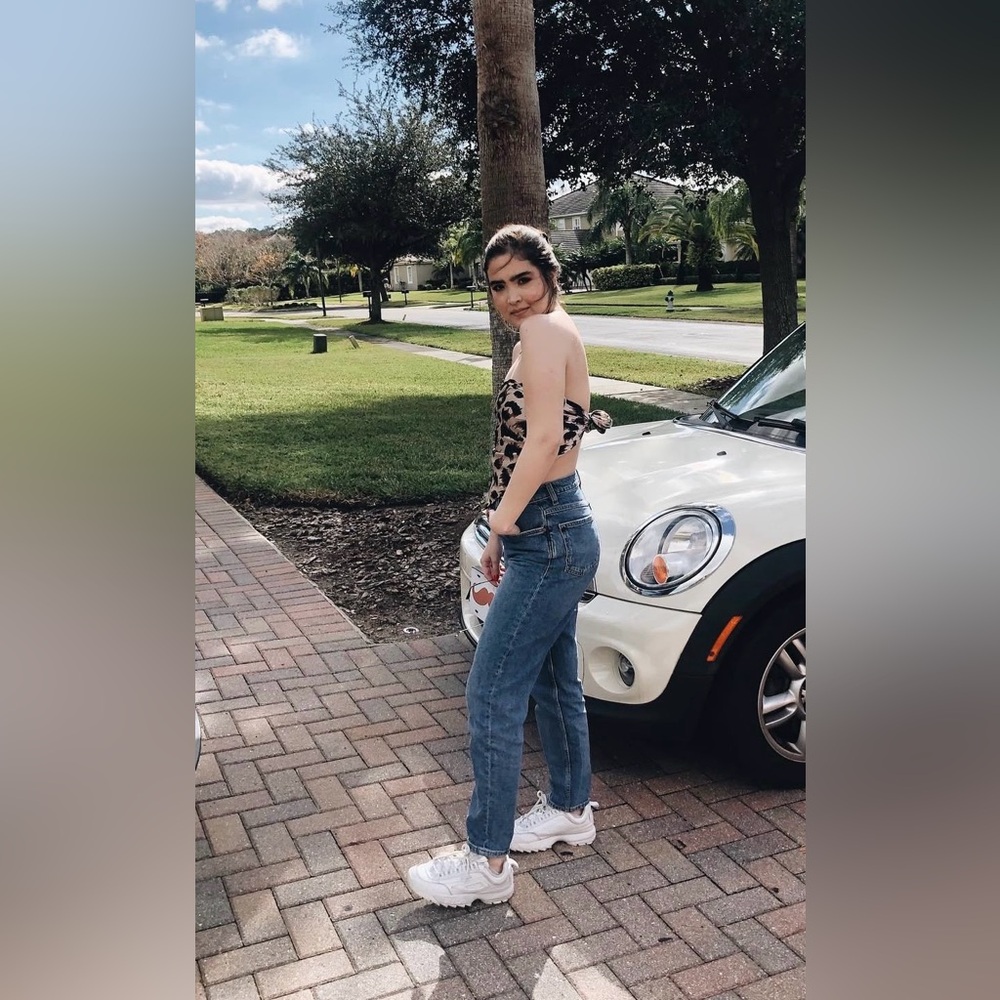 Mango blue high-waisted mom jeans